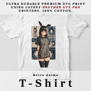 T-shirt fille anime mignon, manga des années 90, chemise cadeau Kawaii Otaku, graphique de vêtement anime, tee-shirt en coton, t graphique, chemise anime, japonais, lapin