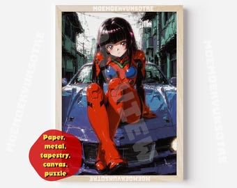 Vintage Anime Girl Poster - 80s Cyberpunk Wall Art