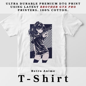Chemise fille anime, manga des années 90, chemise cadeau Kawaii Otaku, graphique de vêtement anime mignon, t-shirt en coton, t graphique, t-shirt anime, japonais, rayures