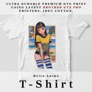 T-shirt fille anime mignon, manga des années 90, chemise cadeau Kawaii Otaku, graphique de vêtement anime, tee-shirt en coton, t graphique, chemise anime, japonais, plage