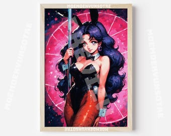 Anime Bunny Girl Poster Painting 90s manga girl Watercolor Art