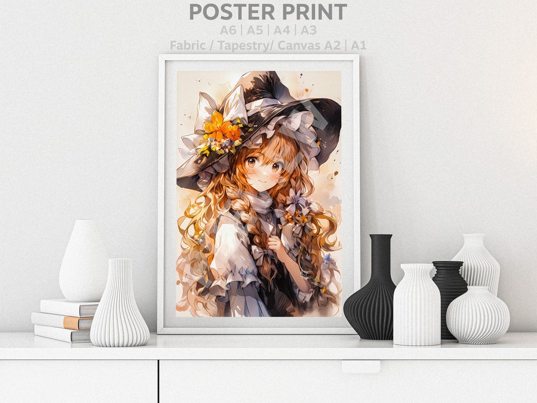 Touhou Poster Kirisame Marisa Watercolor Anime Girl Colorful - Etsy