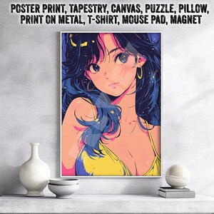 Bezaubernder Nachthimmel Anime Mädchen Poster - Sternenleuchtend verträumte Otaku sinnlich neckende Schönheit, Otaku lebendiges Dekor, Metalldruck, Leinwand, Wandteppich