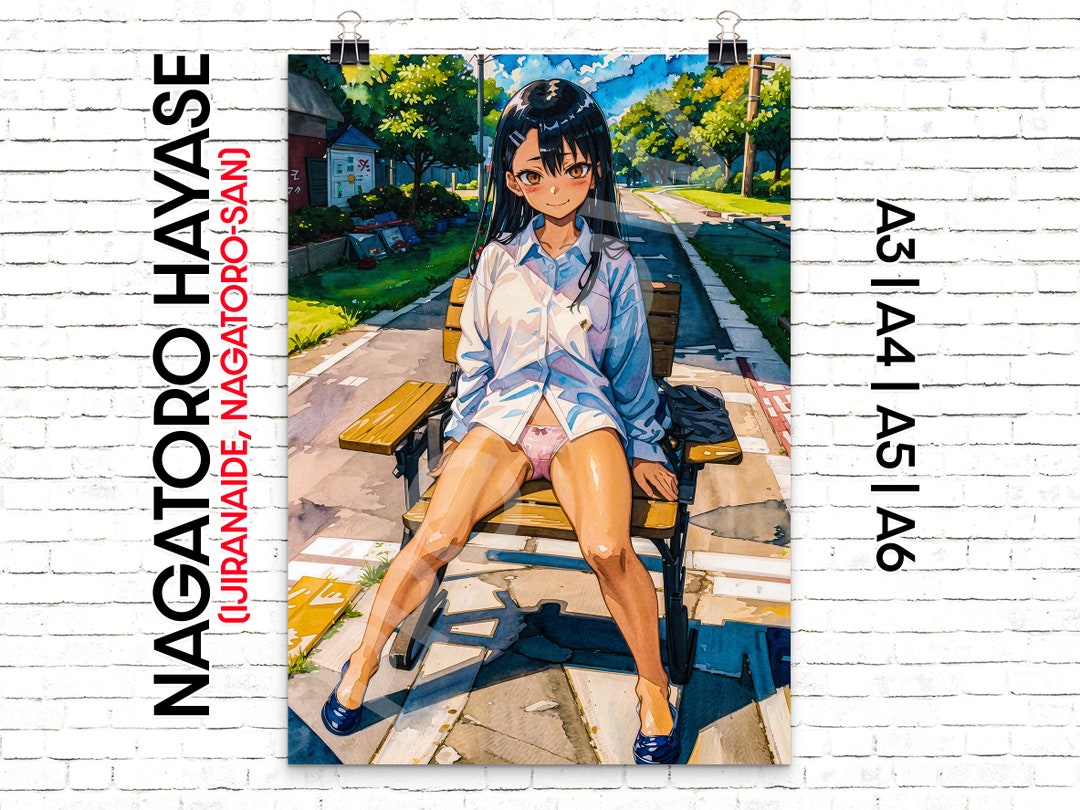 Popular Anime Teasing Girl Lewd Poster Colorful, Japanese, Watercolor