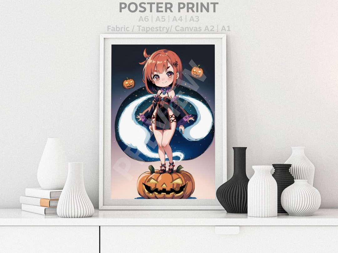 Halloween Anime Moe Cute Kawaii Witch Girl Poster Chibi Gal - Etsy