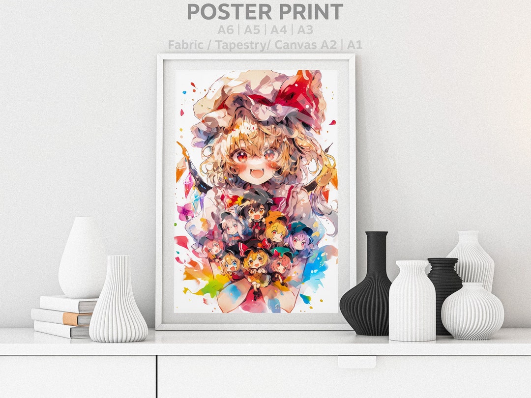 Touhou Poster Flandre Scarlet Watercolor Anime Girl Colorful Waifu ...