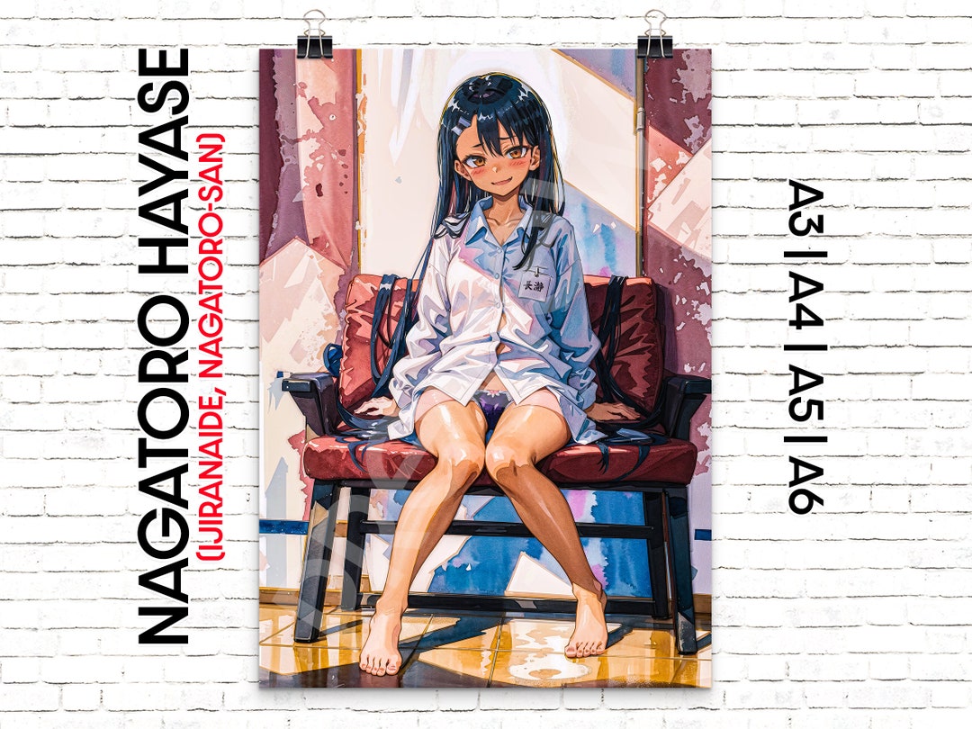 Popular Anime Teasing Girl Lewd Poster Colorful, Japanese, Watercolor