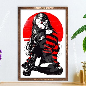 Anime Wall Art, regalo dipinto di ragazza anime, arazzo in stile manga kawaii, elegante poster waifu, stampa su metallo, carta