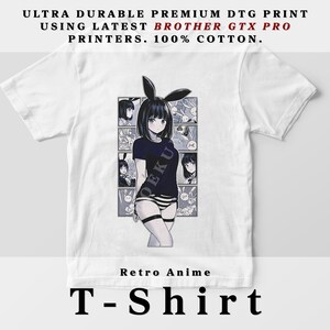 T-shirt fille anime mignon, manga des années 90, chemise cadeau Kawaii Otaku, graphique de vêtement anime, tee-shirt en coton, t graphique, chemise anime, japonais, lapin