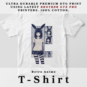 T-shirt fille anime mignon, manga des années 90, chemise cadeau Kawaii Otaku, graphique de vêtement anime, tee-shirt en coton, t graphique, chemise anime, japonais, lapin