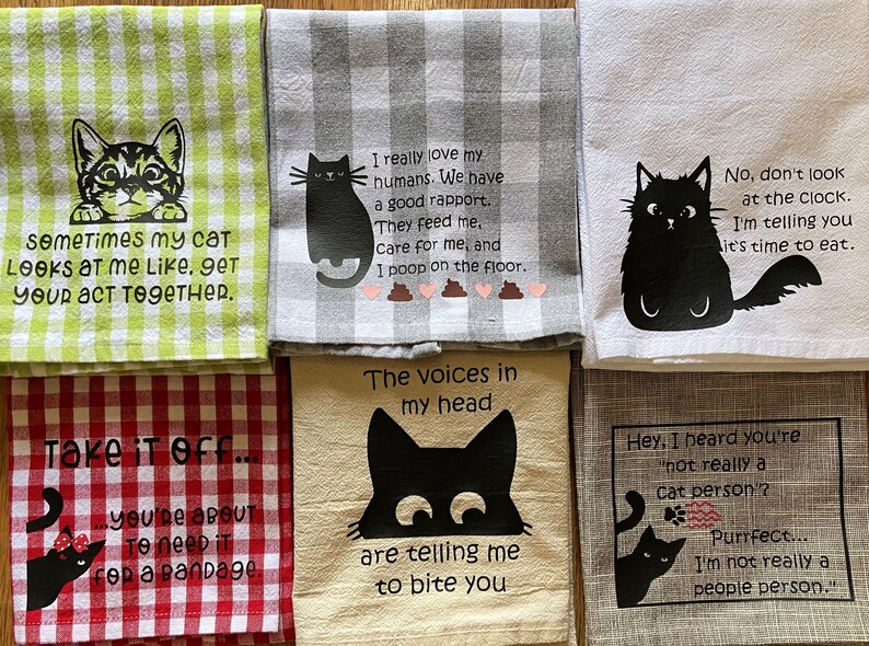Pet Themed Kitchen Towels Cats and Dogs Etsy