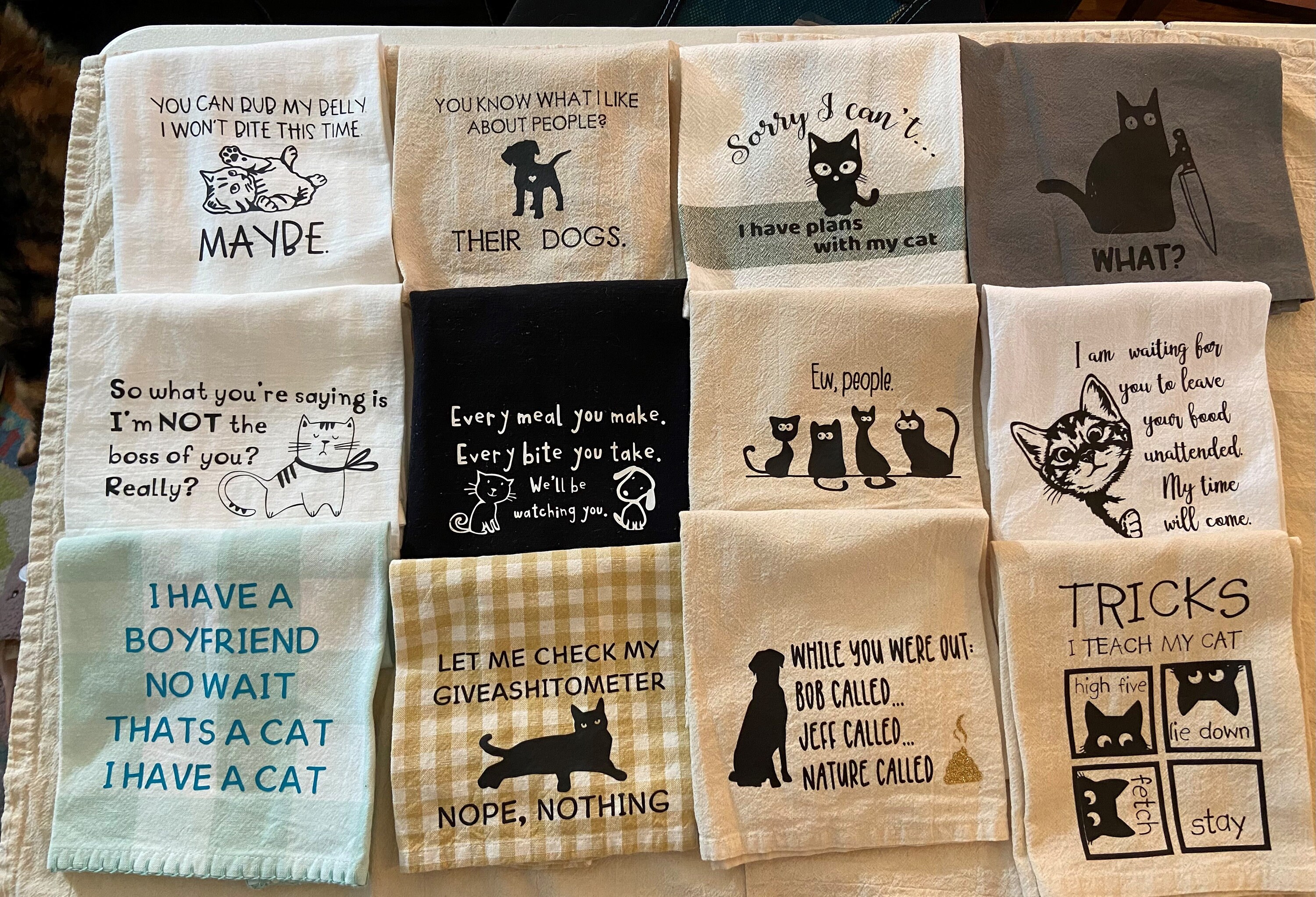 Pet Themed Kitchen Towels Cats and Dogs Etsy