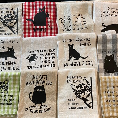 Pet Themed Kitchen Towels Cats and Dogs Etsy
