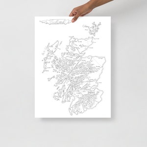 Mapa de estilo de fantasía de Escocia Póster