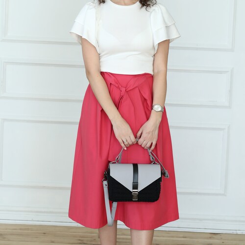 Crochet bag made of genuine leather shops and cotton crossbody shoulder bag CLASSIC