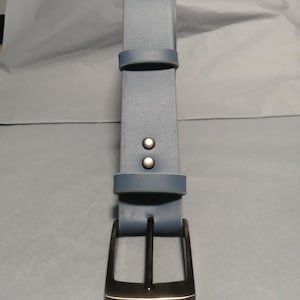 Leather belt, genuine leather belt, blue belt, gift