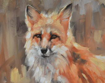 John Silver Oil Painting Portrait Of A Fox Original British Wildlife Nature Fine Art Picture