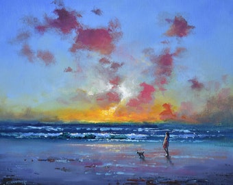 Richard Blowey Original Oil Painting At The Beach Cornwall Cornish Artwork Art