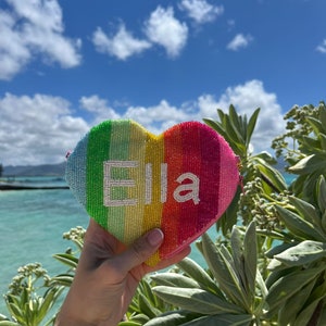 Personalised summer rainbow beaded coin purse