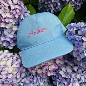 Personalised Hand stitched Childrens Cap Multiple colours available Unisex.  hand embroidered