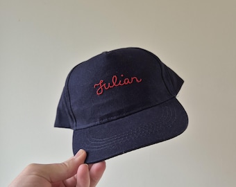 Personalised Hand stitched Childrens Cap Multiple colours available Unisex.  hand embroidered