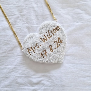 Wifey large beaded bride coin purse | personaliseable | bridal clutch | bride | wedding bag | heart bag