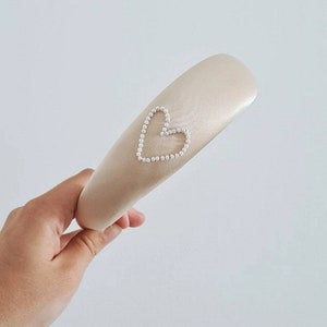 Bespoke Hand Embroidered Pearl Heart Headband | valentines headband