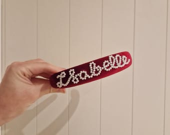 Personalised pearl name velvet Headband