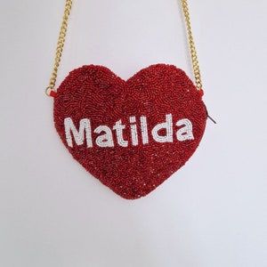 Personalised valentines beaded coin purse | heart bag