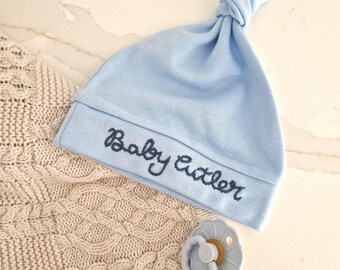 Personalized Hand Embroidered Newborn Baby Hat