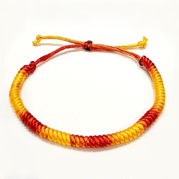 Hindu Mauli Colour Silk Wrist Band ( 5 x Pieces ), Non-Fading, Permanent colour ( Yellow / Red )