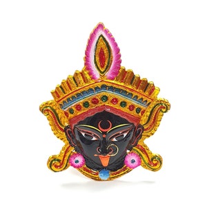 Goddess Kali Maa / Mata ( Durga ) Wall Hanging Face With Nose Ring , Solid Alloy