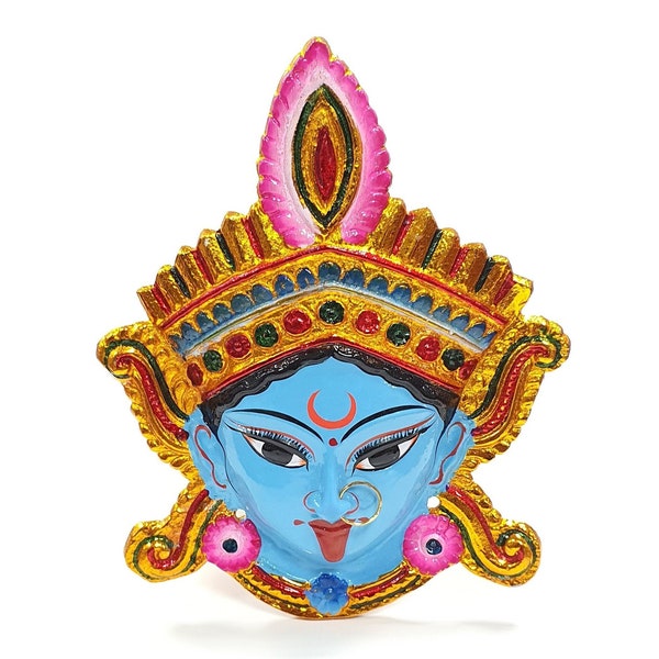 Goddess Kali Maa / Mata ( Durga ) Wall Hanging Face With Nose Ring , Solid Alloy
