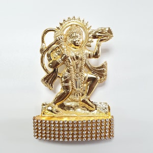 Lord Hanuman, seltener Stein verziert, vergoldete Idol-Statue