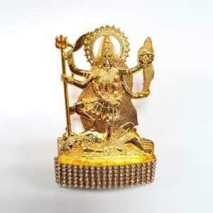 Goddess Kali Maa , Rare Stone Decorated, Gold Plated Idol Statue