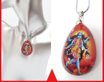 Goddess Kali Maa / Mata Crystal Pendant with Silver Chain , High Quality product