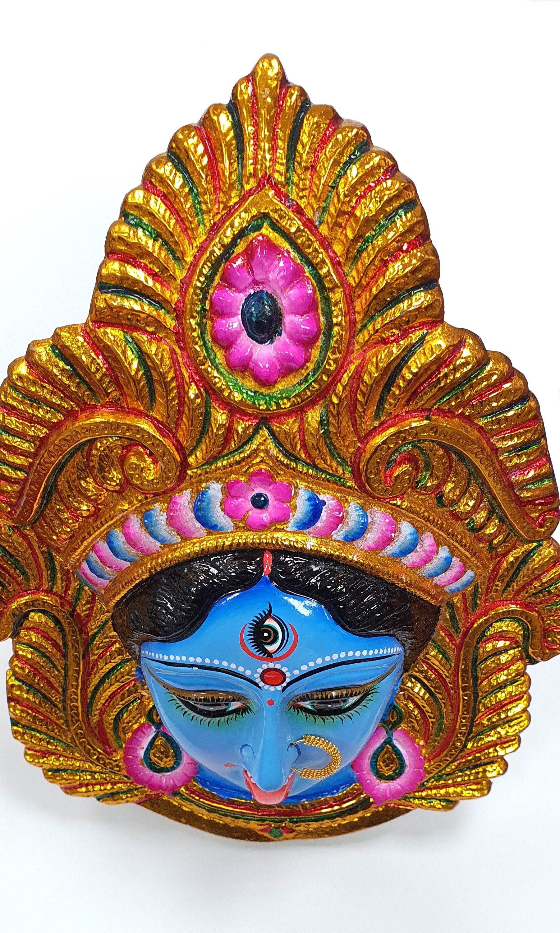 LARGE Rare Goddess Kali Maa / Mata Durga Wall Hanging Face -  Denmark