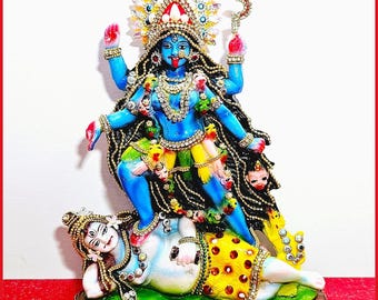 珍しい手作業で装飾された女神カーリーマーとシヴァ神の像 - Etsy 日本