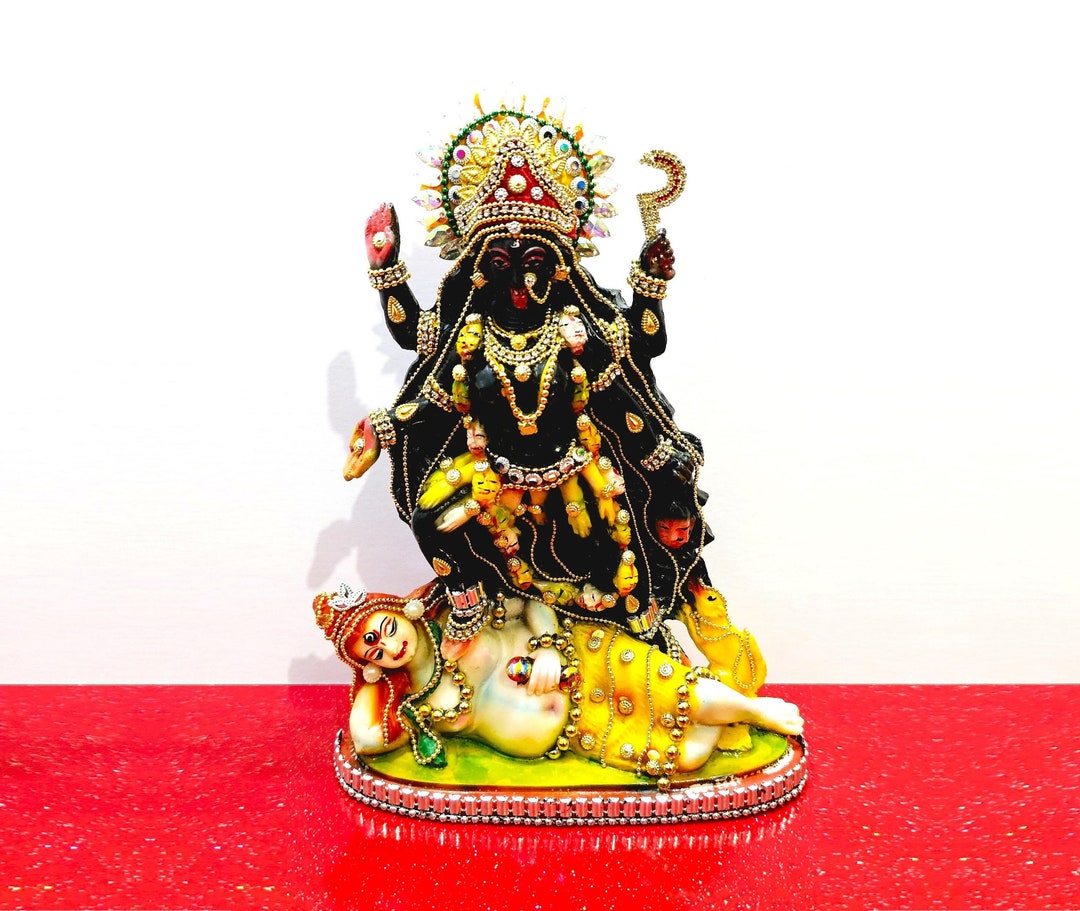 Rare Hand Decorated Goddess Kali Maa Lord Shiva Statue Etsy