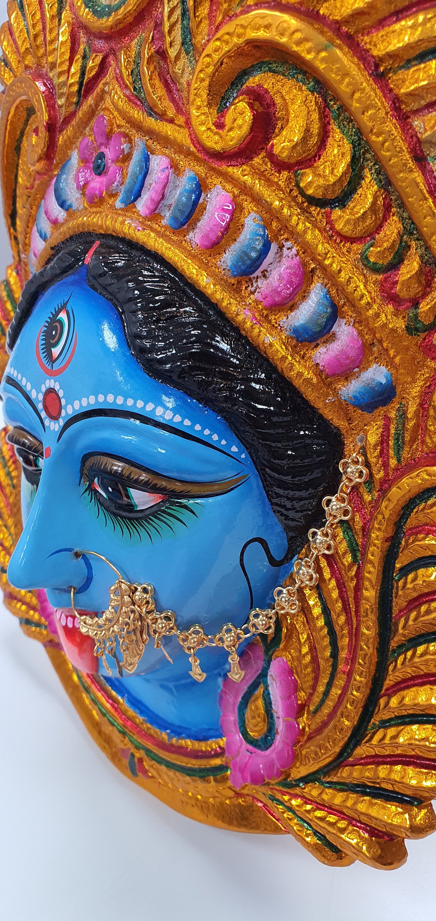 LARGE Rare Goddess Kali Maa / Mata Durga Wall Hanging Face -  Denmark