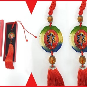 2x Goddess Kali Maa / Mata , Lord Shiva Hanging Pendants . Crystal Double Side Image