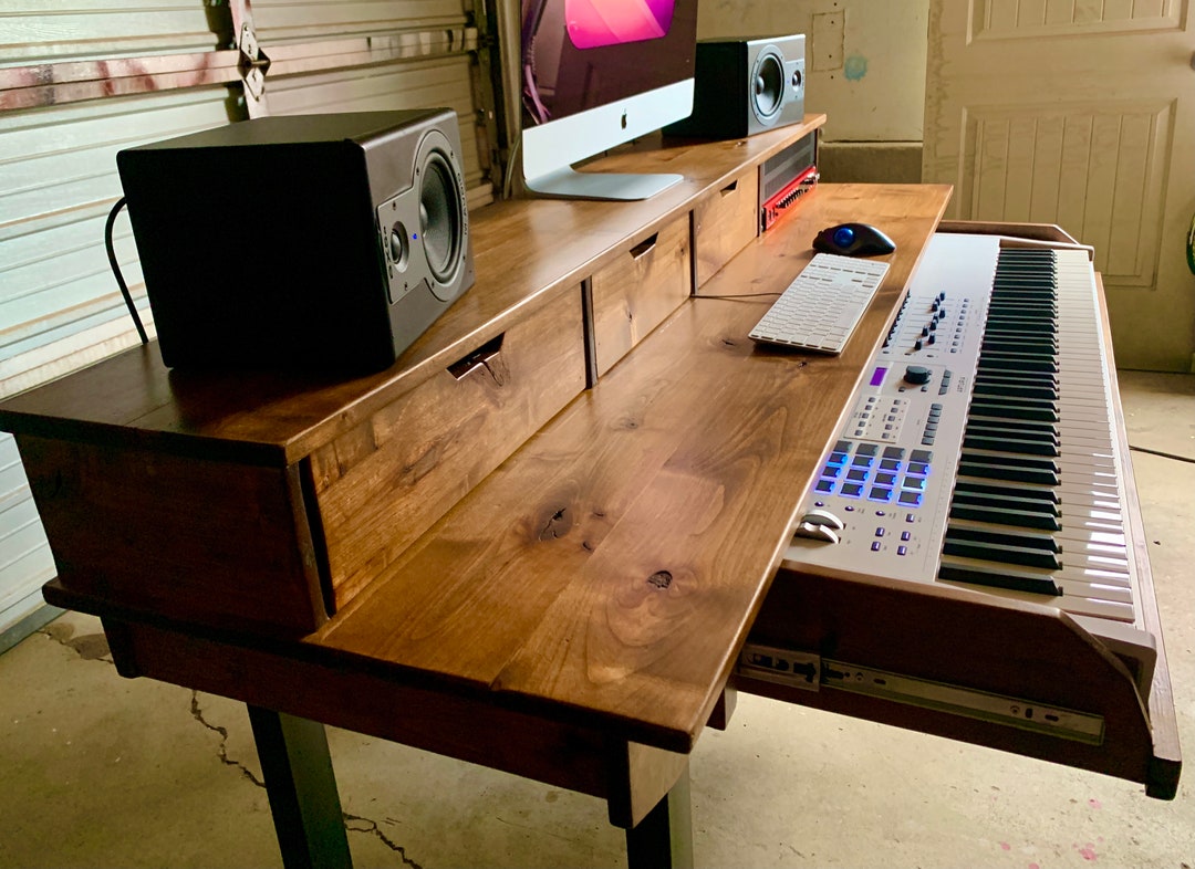 Music Studio Desk / Producer Workstation / Solid Alder Wood Etsy