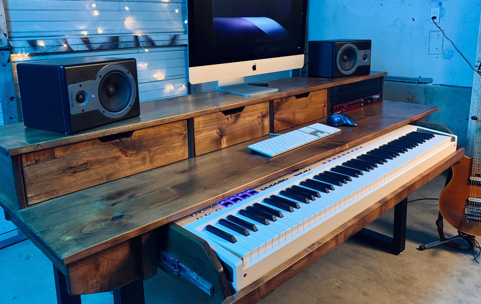 Music Studio Desk / Producer Workstation / Solid Alder Wood Etsy