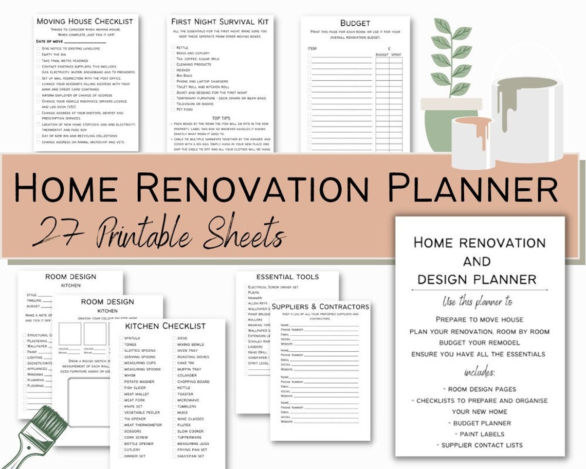 Home Renovation and Design Planner Room Design Planner Etsy