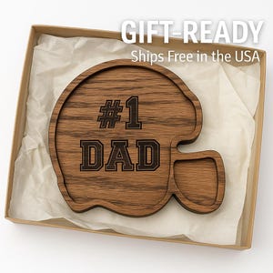 Football Helmet Wood Tray: Rustic Dad Gift, Handmade Catchall