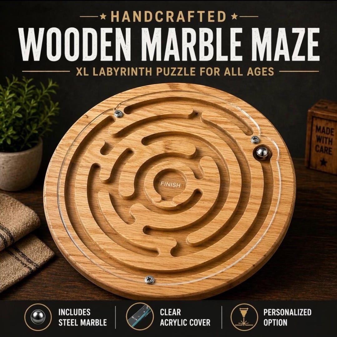 Handcrafted Wooden Marble Maze: XL Labyrinth Puzzle for All Ages