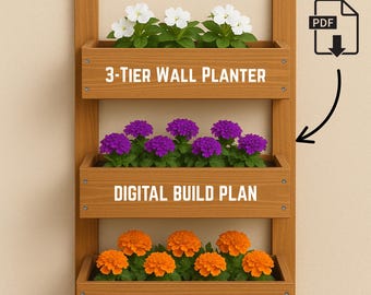 3-Tier Wall Planter Box DIY Plans: Vertical Garden PDF (Digital Download)
