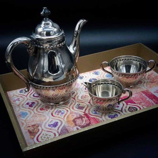 Vintage Carl M Cohr Silverplated tableware set - tea coffee pot, sugar bowl, creamer - Danmark - retro kitchenware, antique kettle, Danish