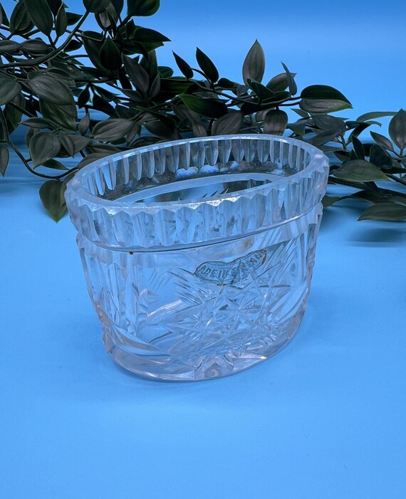Antique Finnish Cut Glass Cigarette Holder, Star Pattern Decor