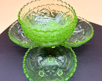 Vintage green round bowl, Tarbeklaas,  mid-century home decor, snack dish, retro dinnerware, serving dish, retro art glass bowl,  tableware